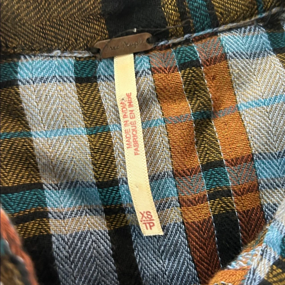 Free People Magical Plaid Embroidered Shirt Blue Size XS - Picture 8 of 10